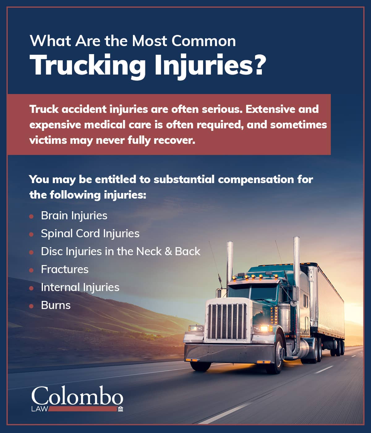 What are the most common trucking injuries? | Colombo Law