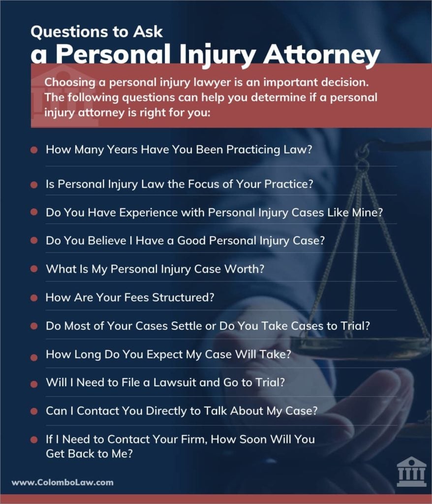 questions to ask a personal injury attorney