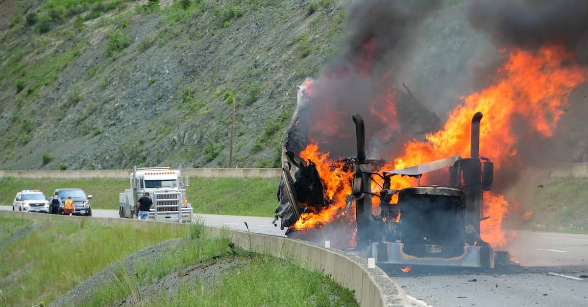 Commercial 18-wheeler truck on fire | Colombo Law