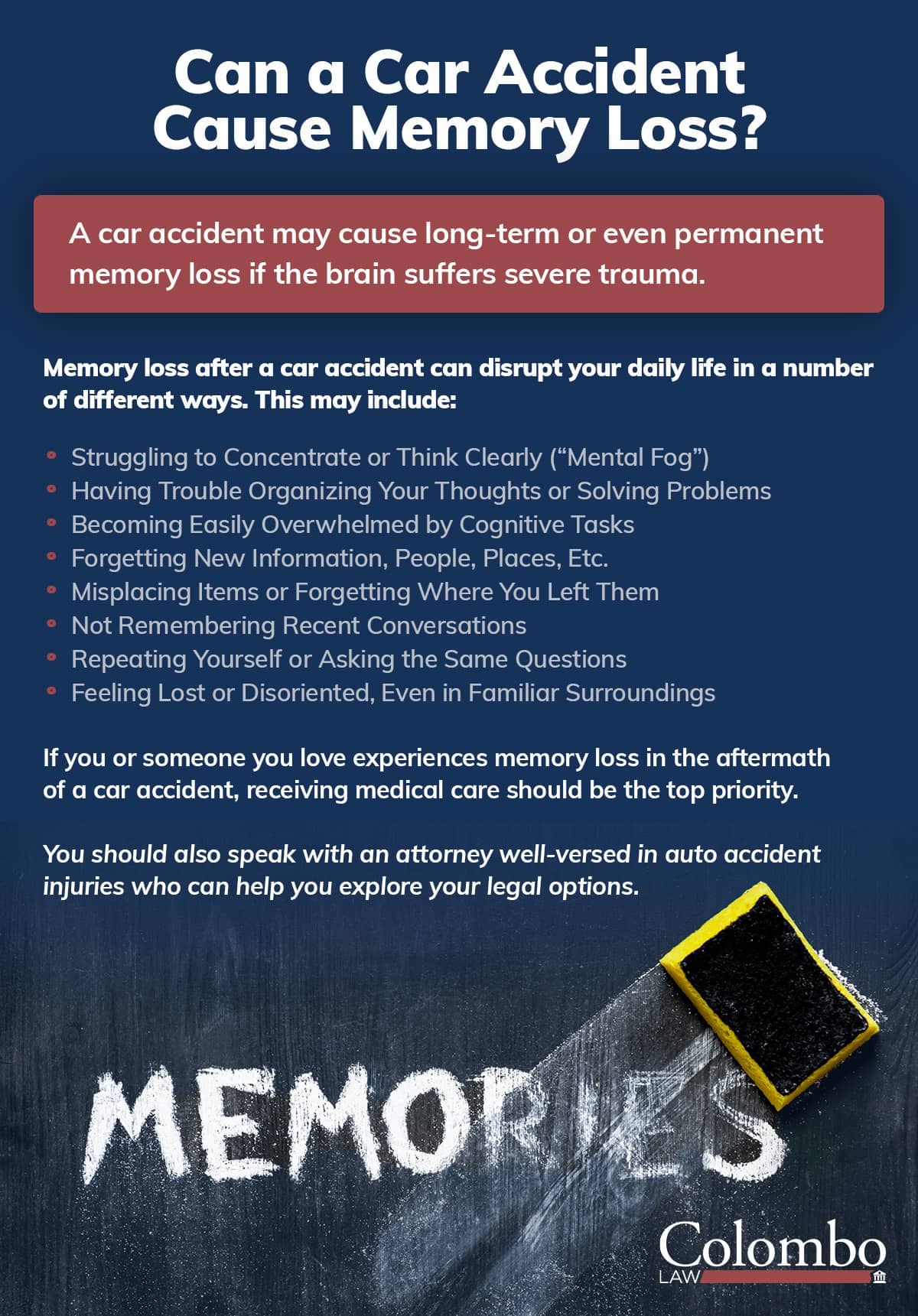 Can a car accident cause memory loss? | Colombo Law